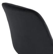 Chaise design 'Black Firenza' en velours noir avec 4 pieds en bois noir