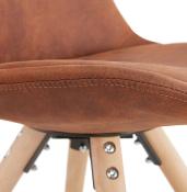 Chaise design 'Firenza' en microfibre marron avec 4 pieds en bois naturel