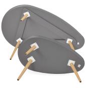 Tables basses scandinaves gigognes ovales 'Sisko' plateau bois gris 3 pieds en bois – 116 x 66 cm