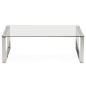 Table basse design rectangulaire 'Ice Cube' en verre pieds chromés - 110 x 60 cm