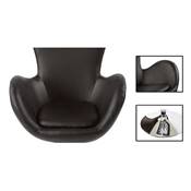 Fauteuil design 'Egg' pivotant noir pied central en métal chromé