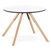 Table salle à manger scandinave ronde 'Cirklä' blanche 4 pieds bois naturel – Ø 100 cm