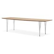 Table / table de réunion extensible 'Rym' plateau bois 4 pieds en métal chromé - 170(270) x 100 cm