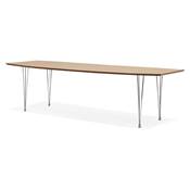 Table à diner / de réunion extensible 'Rym' plateau bois 4 pieds en métal chromé - 170(270) x 100 cm