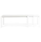 Table / table de réunion scandinave extensible 'Solada' blanche mat 4 pieds - 190(270) x 95 cm