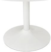 Table / table de réunion design ronde 'Bjork' en bois blanche pied central métal blanc – Ø 120 cm