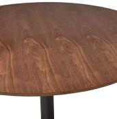 Petite table / table de réunion ronde design 'Kontur Black' noyer pied central métal noir - Ø 90 cm