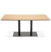 Table de salle à manger 'Tvillin Black' en bois pied central en fonte noir - 180 x 90 cm