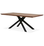 Table de salle à manger design 'Tepee Wood' plateau bois noyer pieds en métal noir - 200 x 100 cm