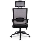 Fauteuil de bureau design à roulettes dossier haut 'BOOT' en tissu et tissu maillé noir pieds noir