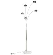 Lampadaire design 5 branches 'Arcka' structure en métal chromé socle en marbre