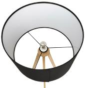 Lampadaire trépied scandinave 'Stätiv' abat-jour en tissu noir 3 pieds en bois naturel