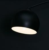 Lampadaire design 'Arc' abat-jour noir structure et socle en métal noir mat