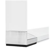 Grand bureau direction d'angle 'BUSINESS L - XL' bois blanc pieds blanc et chromé – 200 x 100 cm
