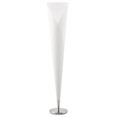 Lampadaire design 'Cone' blanc en forme de cône socle en métal chromé