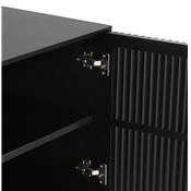 Meuble bahut buffet design 'PRATICO' en bois noir 2 portes et 3 tiroirs pieds en métal noir
