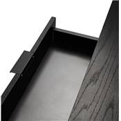 Meuble bahut buffet design 'ALLWOOD' en bois noir avec 2 portes et 3 tiroirs et pieds en métal noir