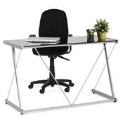 Bureau droit design 'View' en verre trempé pieds en métal gris - 120 x 70 cm