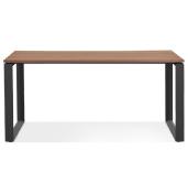 Bureau droit design 'MEET SMALL' plateau bois finition noyer pieds en métal noir - 160 x 80 cm