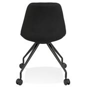 Petite chaise de bureau design à roulettes dossier bas 'SIMPLE' en tissu noir pieds en métal noir