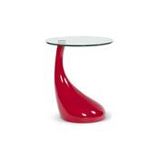 Table basse design d'appoint 'Goutte' en verre rouge pied en fibre de verre - Ø 45 cm