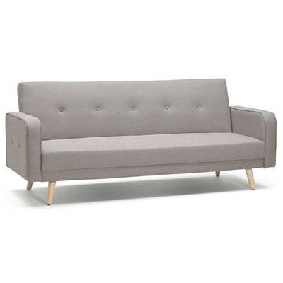 Canapé droit convertible design scandinave 'Evö' en tissu gris pieds en bois