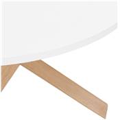 Table basse ronde 'FAST GLAS' plateau en bois blanc et 4 pieds en bois naturel massif ciré - Ø 80 cm