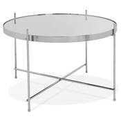 Table basse ronde 'ELEMENTO MEDIUM' plateau en verre miroir chromé 4 pieds en métal chromé - Ø 60 cm