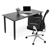 Table / bureau droit design 'VANIA' en bois noir pied central en métal noir – 160 x 80 cm