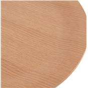 Table d'appoint guéridon design industriel 'METALLISK' bois naturel 4 pieds métal blanc - Ø 45 cm