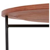 Table d'appoint guéridon design industriel 'METALLISK' plateau noyer 4 pieds métal noir - Ø 45 cm