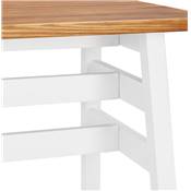 Table de bar Mange-debout design 'BARAS' en bois massif non traité pied en métal blanc - 150 x 60 cm