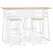 Table bar Mange-debout design 'BARAS' bois massif naturel non traité pied métal blanc - 150 x 60 cm