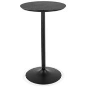 Table de bar haute design ronde 'CONTY' en bois noir avec pied central en métal noir – Ø 60 cm