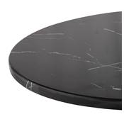 Table bar Mange-debout design 'RULLA' en pierre effet marbre noir pied central métal noir - Ø 60 cm