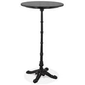Table bar haute ronde rustique 'CORTE' en pierre effet marbre noir avec pied central noir – Ø 60 cm
