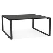 Table de réunion / bureau bench design 'MEET' noir en bois pieds en métal noir - 160 x 160 cm