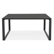 Table de réunion / bureau bench design 'LITTLE MEET' noir en bois pieds métal noir - 140 x 140 cm