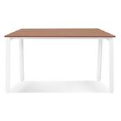 Table de réunion / bureau bench design 'BIG INCONTRO' en noyer pieds en métal blanc - 140 x 140 cm