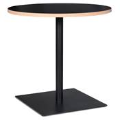 Table ronde 'KRUBBA' en bois noir et pied central en métal noir à base carrée - Ø 80 cm