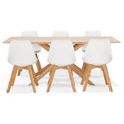 Table de salle à manger scandinave 'MASSIF' plateau et pieds bois massif - 195 x 95 cm