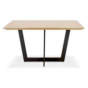 Grande table scandinave carrée 'BIG VÄN' plateau bois naturel pieds en métal noir - 140 x 140 cm