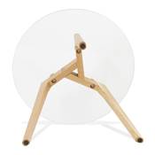 Tables basses scandinaves gigognes rondes 'Mukavä' plateau en verre 3 pieds en bois - Ø 50 cm