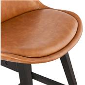 Tabouret de bar design 'CHAIRMAN BLACK EDITION' marron avec 4 pieds en bois noir dossier haut