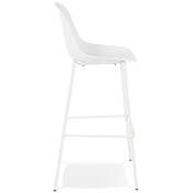 Tabouret de bar intérieur/extérieur 'RAINY' résine blanche perforée 4 pieds métal blanc dossier haut