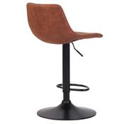 Tabouret snack réglable 'BONG' pivotant microfibre marron pied métal noir repose pieds dossier haut