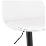 Tabouret de bar réglable design 'BAROK' pivotant blanc pied et repose pieds métal noir dossier haut
