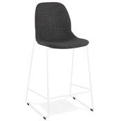 Tabouret de snack mi-hauteur empilable 'VERK MINI' tissu gris 4 pieds métal blanc dossier haut