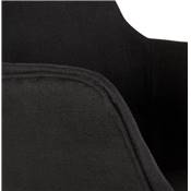 Tabouret de snack mi-hauteur à accoudoirs 'CARINO MINI' tissu noir 4 pieds métal noir dossier haut