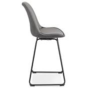 Tabouret de snack mi-hauteur 'GUSTO MINI' velours gris pieds tréteaux en métal noir dossier haut